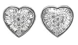 1.67ct Total Weight Pave Heart Shape Diamond Earrings In 18kt White Gold.