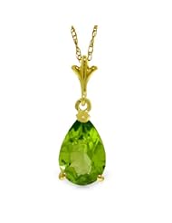 14K Gold Pear-shaped Peridot Drop Pendant Necklace