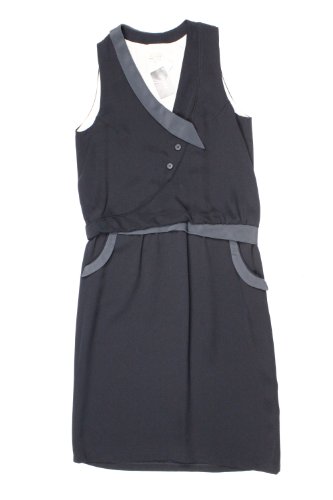 Wayne womens diagonal button front sleeveless silk dress