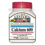 Calcium 600 mg 75 Caplets, 21st Century