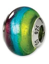 Purple, Blue and Green, Murano Glass Charm for 3mm Bracelets