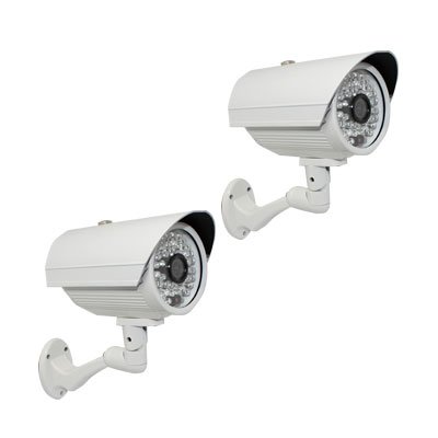 Set of (2) Professional CCTV Waterproof Outdoor Security Camera w/ Power Adapter Kit - 600TVL 1/3