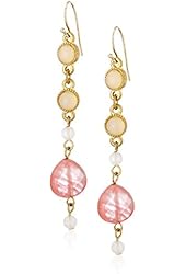 Coral Color and Beige Dangle Earrings