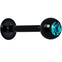Black Plated Titanium Zircon Blue Gem Labret Monroe