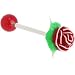 Red and White Silicone ROSE Barbell Tongue Ring
