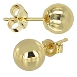 Solid 14KT Yellow Gold 6mm BALL Stud Earrings