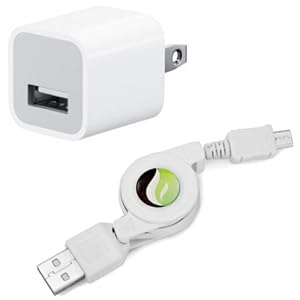 White Home Wall Charger Adapter with Retractable USB Cable for T-Mobile Samsung Galaxy S 2 SGH-T989 (II)