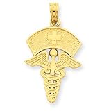 14k Caduceus Nurses Cap Pendant