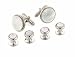 Classical elegance. Silver plated set of cufflinks and shirt studs set with mother of pearl with presentation box. Made in the U.S.A