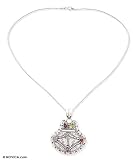 Amethyst and garnet necklace, 'Love Song' 15.8 L
