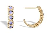 14K Yellow Gold Genuine Round Tanzanite Hoop Earrings