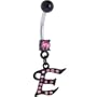 Black Anodized PINK Jeweled Initial Belly Ring-LETTER "E"