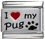 Clearly Charming I Heart My Pug Red Heart Laser Italian Charm