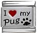 Clearly Charming I Heart My Pug Red Heart Laser Italian Charm