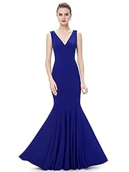 V-neck Lace Sleeveless Mermaid Polyester Natural   Waistline Floor Length Evening Dress 