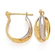 14K TWO TONE CROSSOVER EARRINGS