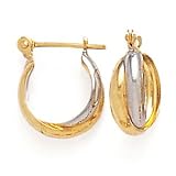 14K TWO TONE CROSSOVER EARRINGS