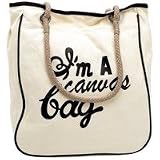 Gigi Chantal Bone and Black Canvas Shopping Bag