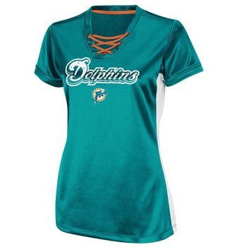Miami Dolphins Womens Aqua Draft Me IV Jersey Top Shirt - L