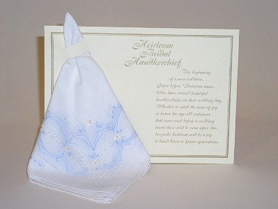 Beverly Clark Wedding Supllies 16K Something Blue Handkerchief - White