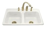 KOHLER K-5817-4-0 Delafield Self-Rimming Kitchen Sink, White