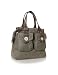 Coccinelle Turnlock - Suede and Patent Eco-Leather Satchel Bag Grey