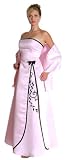 Stylish Poly Satin Contrast Trim & Embroidery w/Bow D'ecor Long A Line Tube Prom/ Bridesmaid/ Evening Dress + Scarf