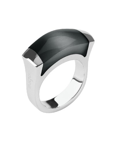 Cobra Pops Stainless Steel Women’s Ring with Black Cat’s Eye Stone – Size N – JR430ACNO54