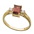 14K Yellow Gold Emerald Cut Alexandrite With Two Side Diamond Ring