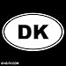 DK - Denmark - Country Code Vinyl Decal Sticker | Vinyl Color: White