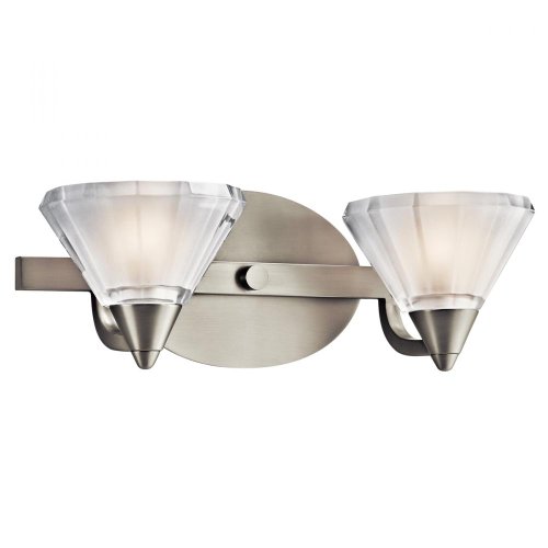 318Xce xdwL Kichler Lighting 45146NI Serravalle   Two Light Bath Vanity, Brushed Nickel Finish with Clear Outside Sandblast Inside Glass