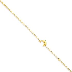 14k gold dolphin anklet, 9 inch by