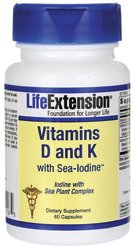 Life Extension Vitamin D with Sea-Iodine nad Vitamin K2 Capsules, 60 Count