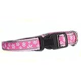 Medium Winter Wonderland Pink Snowflake Dog Collar