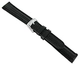 16mm Speidel Laredo Double Stitched Genuine Leather Padded Black Watch Band Regular