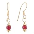 Ruby Bead and Gold Vermeil Dangle Earrings on Gold Filled French Wires, #8158