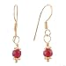 Delicate Ruby Gemstone Bead and Gold Vermeil Dangle Earrings on Gold Filled French Wires, #8158