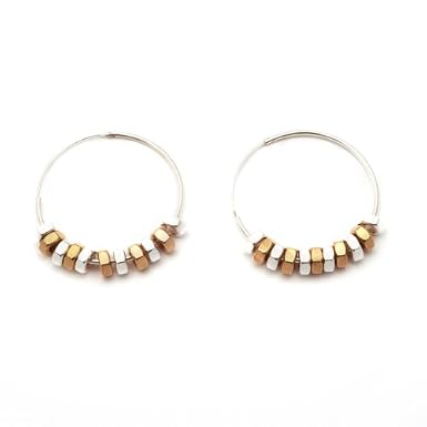 Rose Gold and Silver Hoop Earrings by Alice Menter||RF10F