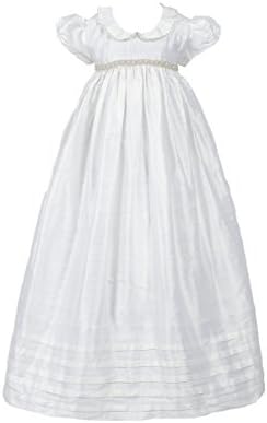 Caremour Pearl Beaded Silk Gown - 100% Dupioni - Heirloom Quality (0-3 months, Ivory)