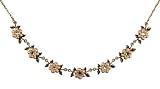 Ultra-Feminine Collar Necklace by Michal Negrin Beautifully Designed with Hand Painted Flowers and Leaves Elements, Faux Pearl and Green Swarovski Crystals; Hypoallergenic - Special Ordered and Shipped by Genuvo within 2 to 3 Weeks