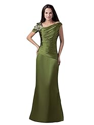 Satin Floor Length Asymmetric Beaded Lace Dropped   Waistline Sheath Prom Dress 
