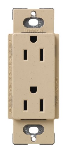 Lutron SCR-15-DS Satin Colors 15A Electrical Socket Duplex Receptacle, Desert Stone