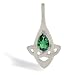 14K White Gold Pear Created Emerald and Diamond Celtic Claddagh Pendant