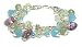 Sterling Silver Genuine Blue Agate, Fluorite, and Green Jade Charm Bracelet - 7.5"