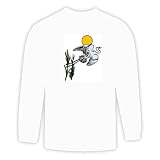 Long Sleeve T-shirt with plant, crane, flying, leaves, Asia, Japan, sun