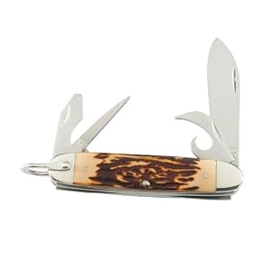 Bear 3 3/4" Stag Delrin 4 Blade Scout Knife
