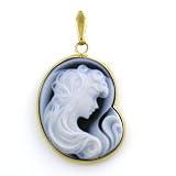 14K Yellow Gold 'Victori Lady' Agate Cameo Pendant - 1 x 3/4