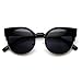 zeroUV Round Circle Half Frame Semi-Rimless Cateye Sunglasses (Black-Gold)