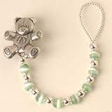 Color Beads Pacifier Clip - Color Green with Bear Clip