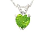 All-Natural Genuine 5 mm, Heart Shape Peridot pendant set in 14k White Gold